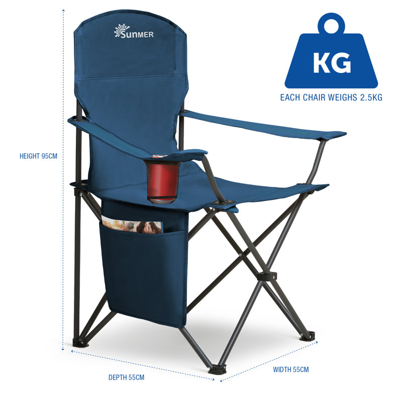 SUNMER Folding Camping Chairs - Extra Wide, Blue