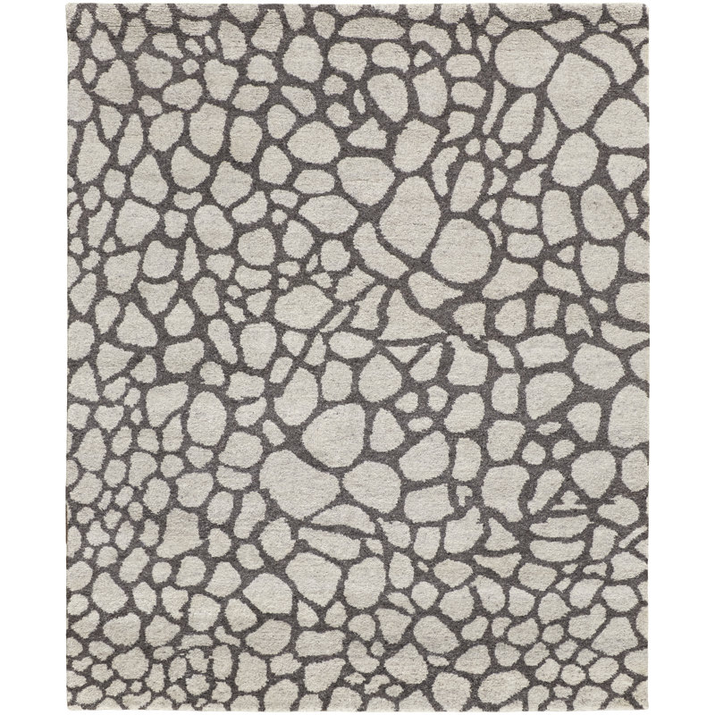 Belden Transitional Abstract, Ivory/Gray Area Rug, Rectangle 2' x 3'