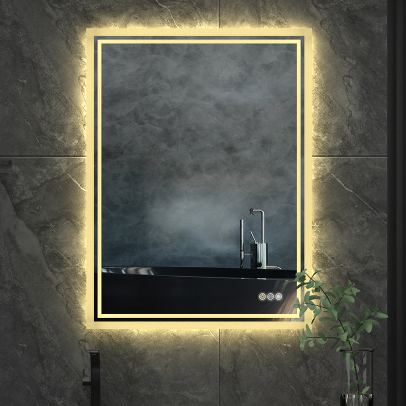 Miroir mural lumineux sans cadre Cevat, 35,5 po x 27,5 po