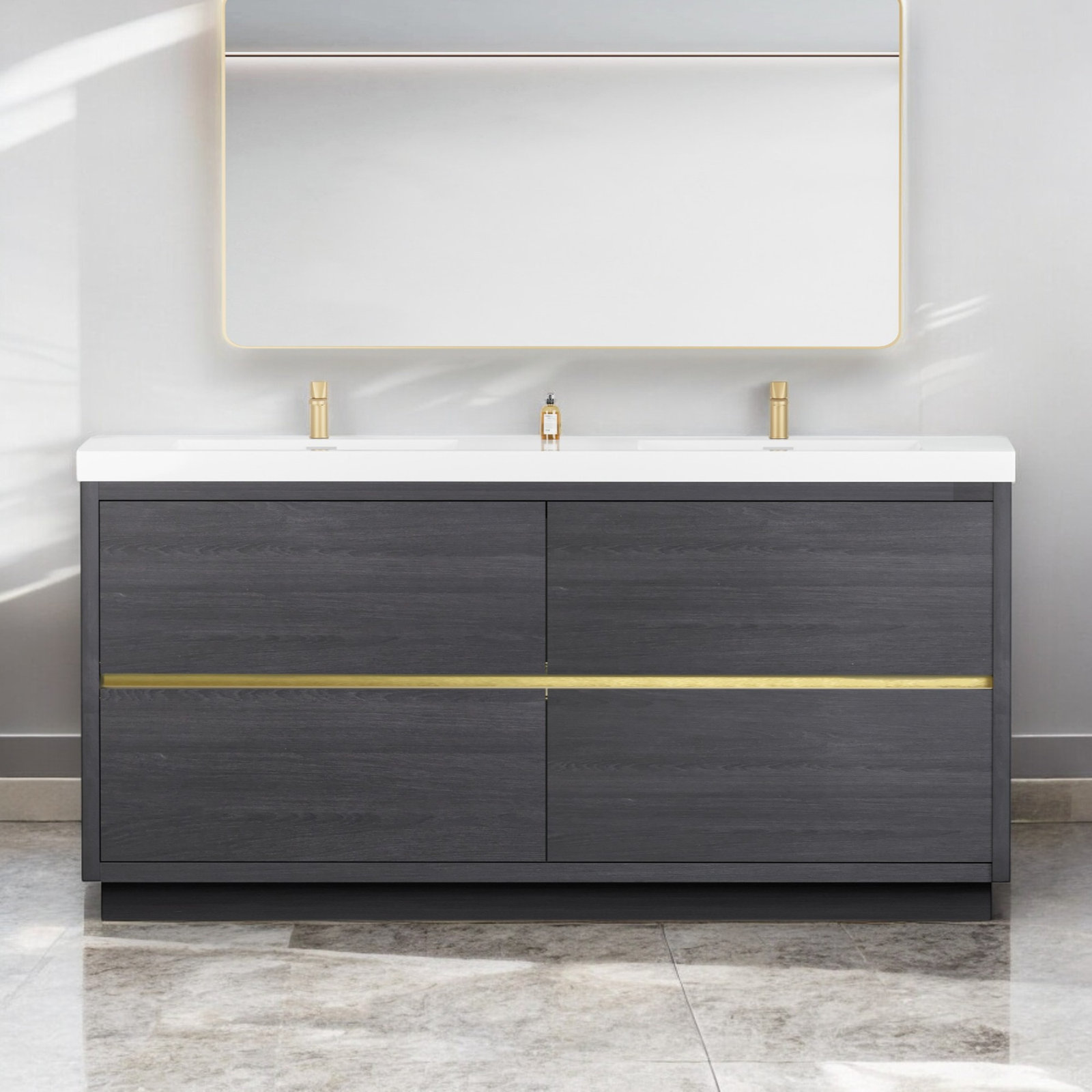 Beira 71" Double Bathroom Vanity, Espresso Wood