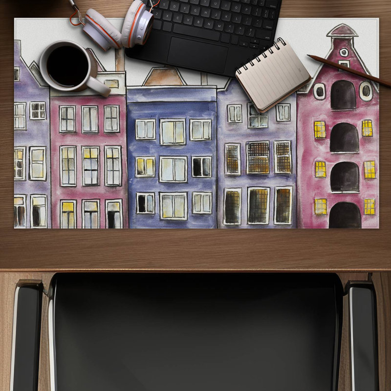 Old historic houses amsterdam - 14.00"x24.25" Desk mat
