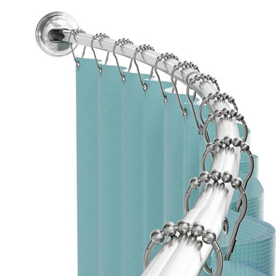 Tringle courbée pour rideau de douche à tension réglable antirouille de 50 po à 72 po, sans perceuse, chrome
