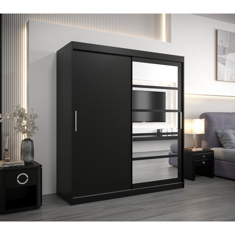 Artorius 2 Door Manufactured Wood Wardrobe, Black Matte