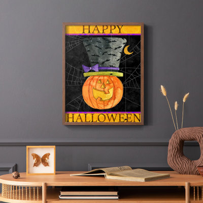 Joyeux Halloween, reproduction encadrée - bois massif