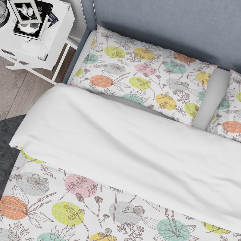 Fleurs multicolores - ensemble de housse de couette floral - microfibre de polyester