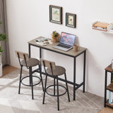 Bar Table Set With 2 Bar Stools Pu Soft Seat