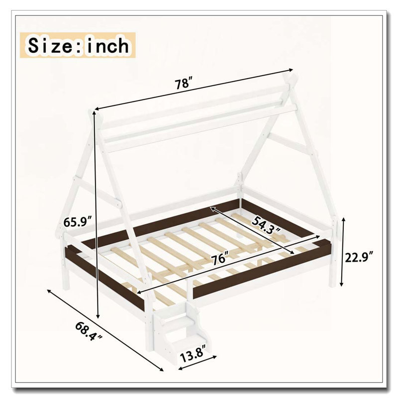 Lit plateforme double avec escalier, Double