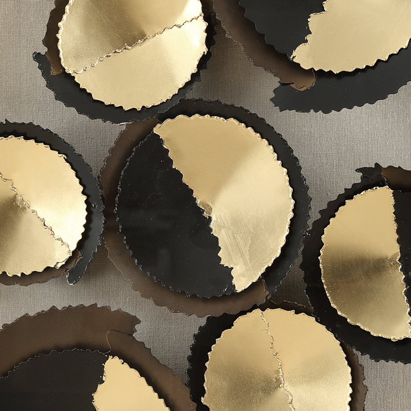 Golden Hour Iron Discs Shadow Box with Glass Frame