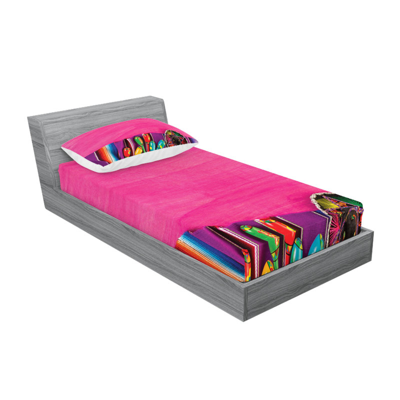 Drap-housse et coussin décoratif Ambesonne, mauve fuchsia, Ensemble de draps pour lit simple + deux taies d'o