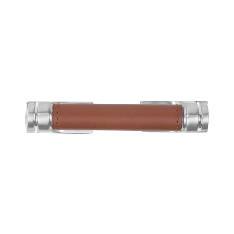 Reserve Bar / Handle Pull, 3", Satin Nickel/Brown