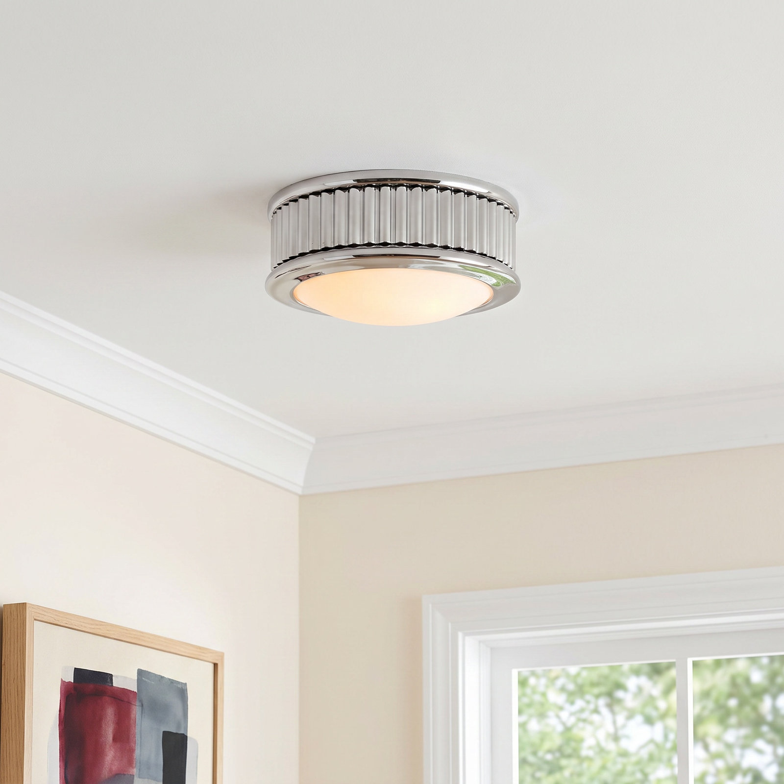 Rigsby Single Light Flush Mount, Polished Nickel, 2" H x 5" W x 5" D
