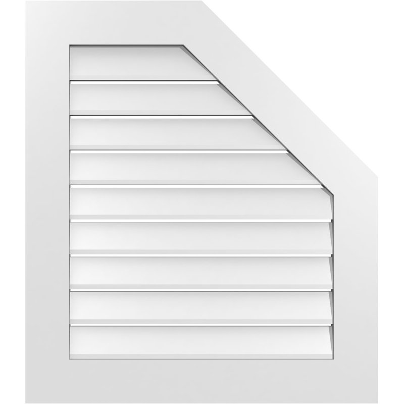 Half Octagon Top Right Surface Mount Signature Urethane Functional Gable Vent, Primed Tan, 1" H x 28" L x 32" W