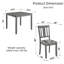 Dessus carré de 34 po, chaises à dossier à lattes, structure gris doux, coussins en lin, fabrication vietnamienne, minimaliste moderne-1132978651