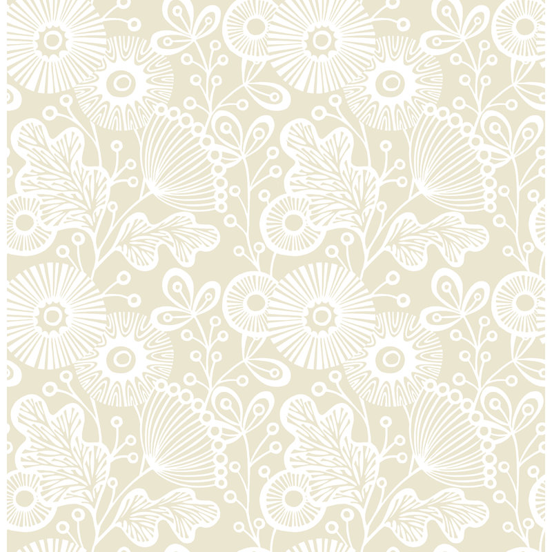 Burr Floral Wallpaper Roll, Cream