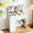 39.5'' Modern Makeup Table Vanity Desk w/ Power Outlets & Open Shelves