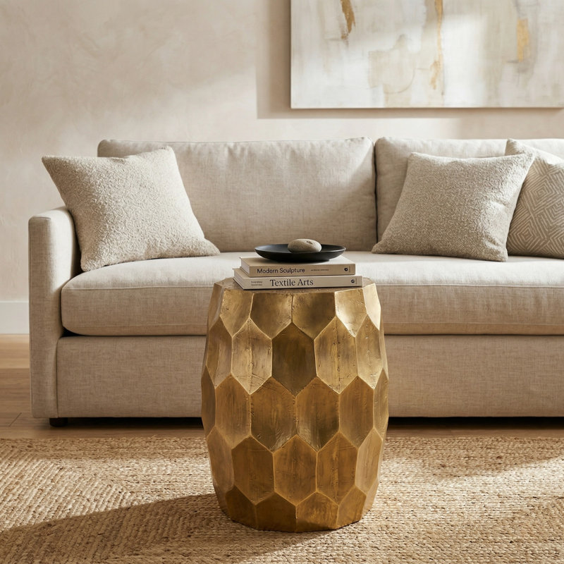 Gaest Solid Wood End Table, Gold