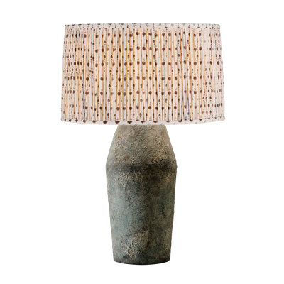 Artifact Table Lamp With Gingham Brown Shade