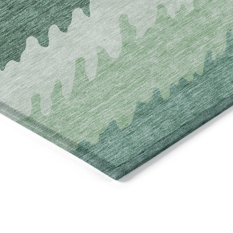 Tapis extérieur lavable rayé vert sauge et ivoire 5 pi x 8 pi