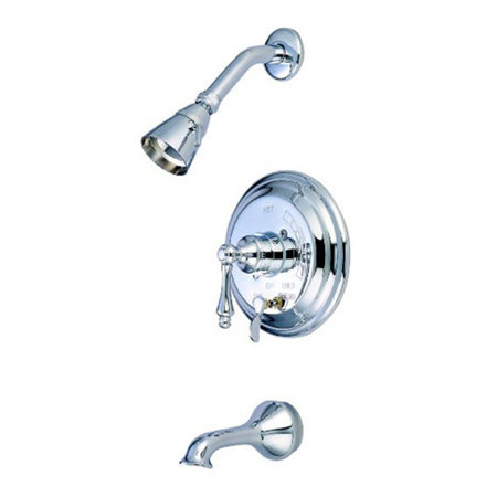 Robinet de baignoire et de douche à double fonction équilibré avec poignées à levier en métal Heritage, Chrome poli