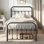 Base de lit simple avec tête de lit et pied de lit Kempst, base de lit plateforme classique en métal, sommier avec support à lattes métalliques robustes, aucun sommier requis, silencieux