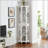 Corner Curio Cabinet With 4 Adjustable Tempered Glass Shelves And Built-In Lighting, For Displaying Collectibles And Decorative Items.-38689078
