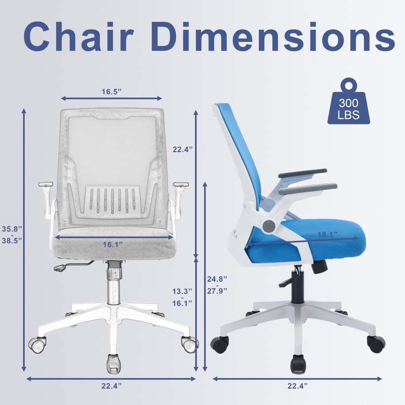 Chaise de bureau ergonomique Bleona, Blanc, Bleu