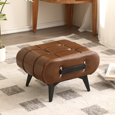 Faux Leather Handable Upholstery Ottoman,Foot Rest Footstool by George Oliver