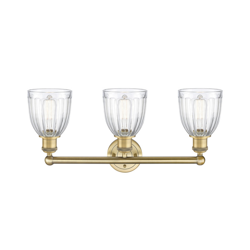 Éclairage pour meuble-lavabo de salle de bain 3 lumières 23,75 pouces Radegonde, Transparent, Laiton brossé