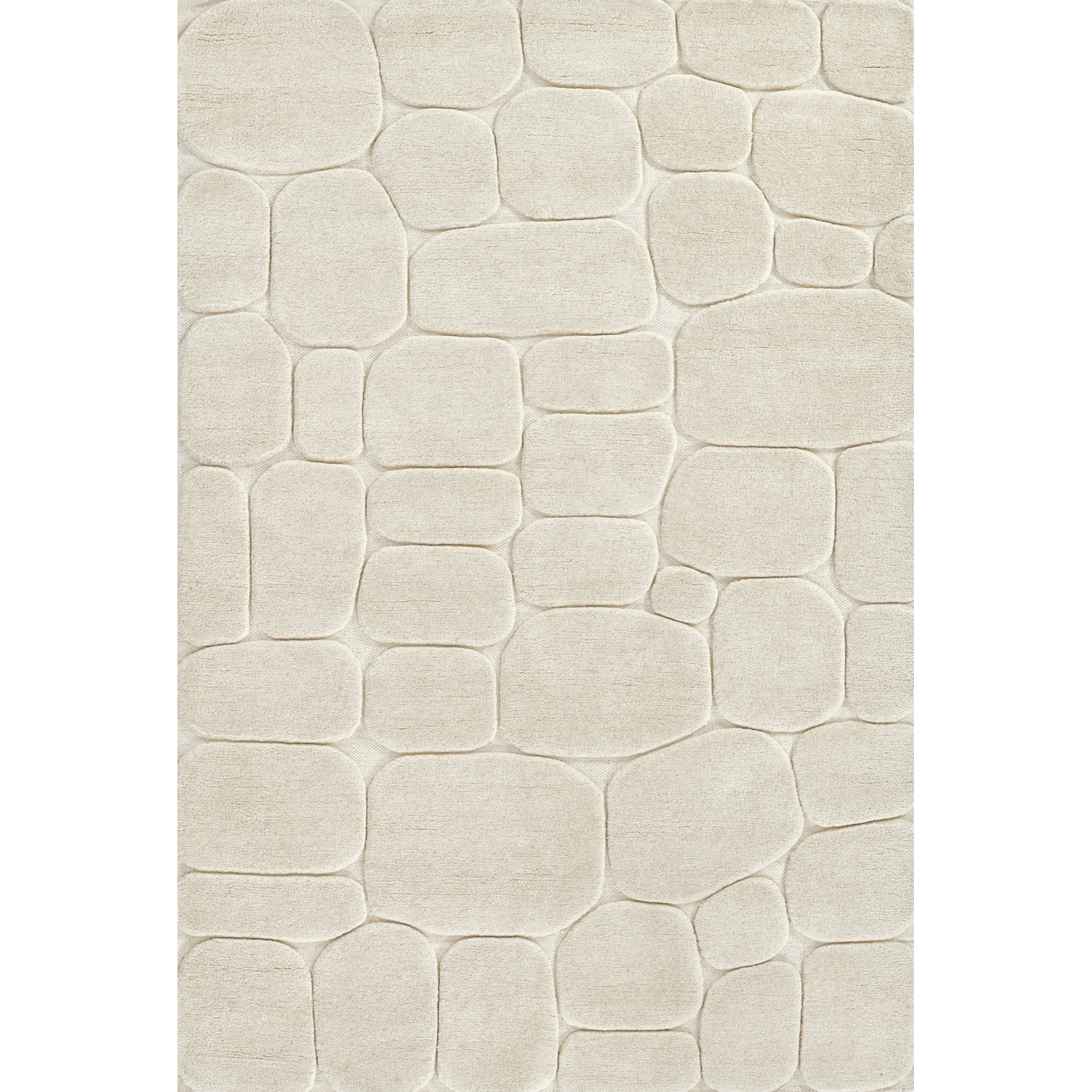 Aelin Pebble Hand Tufted Wool Ivory Area Rug, Rectangle 5' x 8'