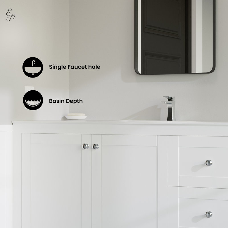 48" Vanity Sink Top in Glossy White, Glossy White