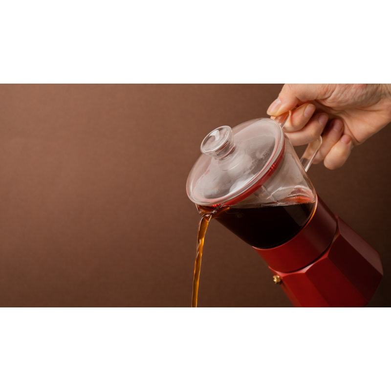 La Cafetière Glass Espresso Maker, Red