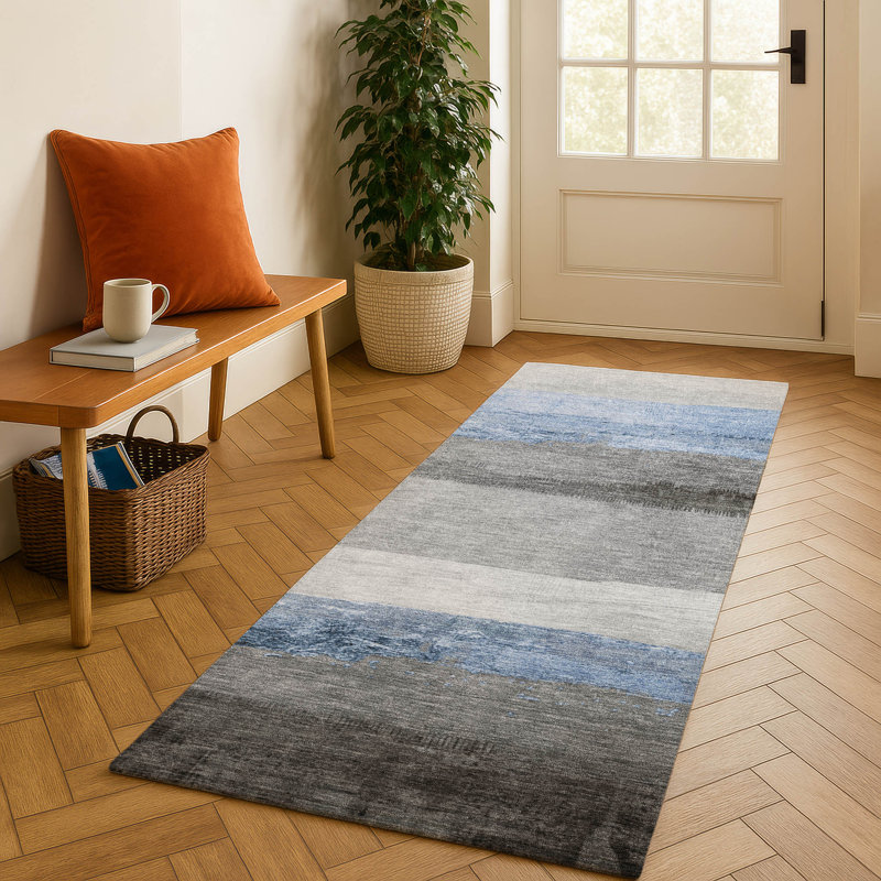 Premium Machine Washable Bennette AMF1883 Stripes Rug, Runner 2'3" x 7'6"