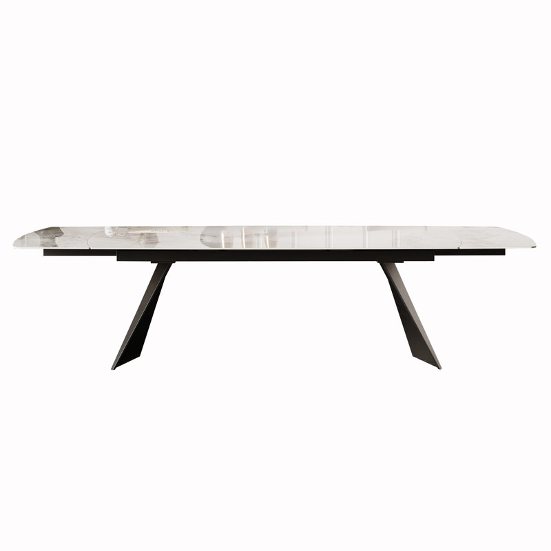 Table de salle à manger extensible 78,8 po à 110,2 po Moiser pour 10-12 avec plateau en pierre frittée, Chanel brillant