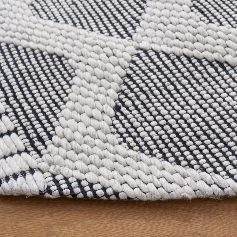 Tapis géométrique en laine / coton tissé à la main Allyx, Rond 6 pi