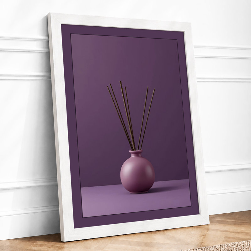Pink Vessel And Reeds Minimalist - Print, A1 - 84.1 x 59.4 cm, White