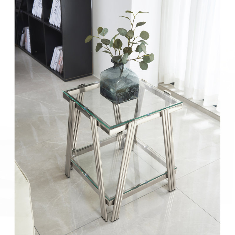 20 Inch Square End Table, Silver