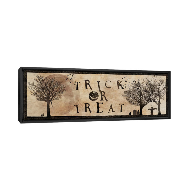 Impression sur toile tendue, "astuce" ou treat, H 20 po x l 60 po x P 1,5 po, Cadre noir
