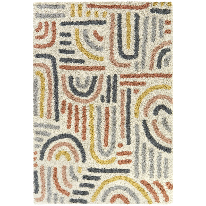 Alejandra Contemporary Rainbow Colored Shag Area Rug, Rectangle 6'7" x 9'