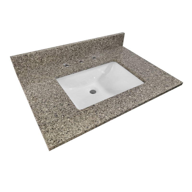 37" Siena Brown Quartz Vanity Top With White Single Sink And Backsplash