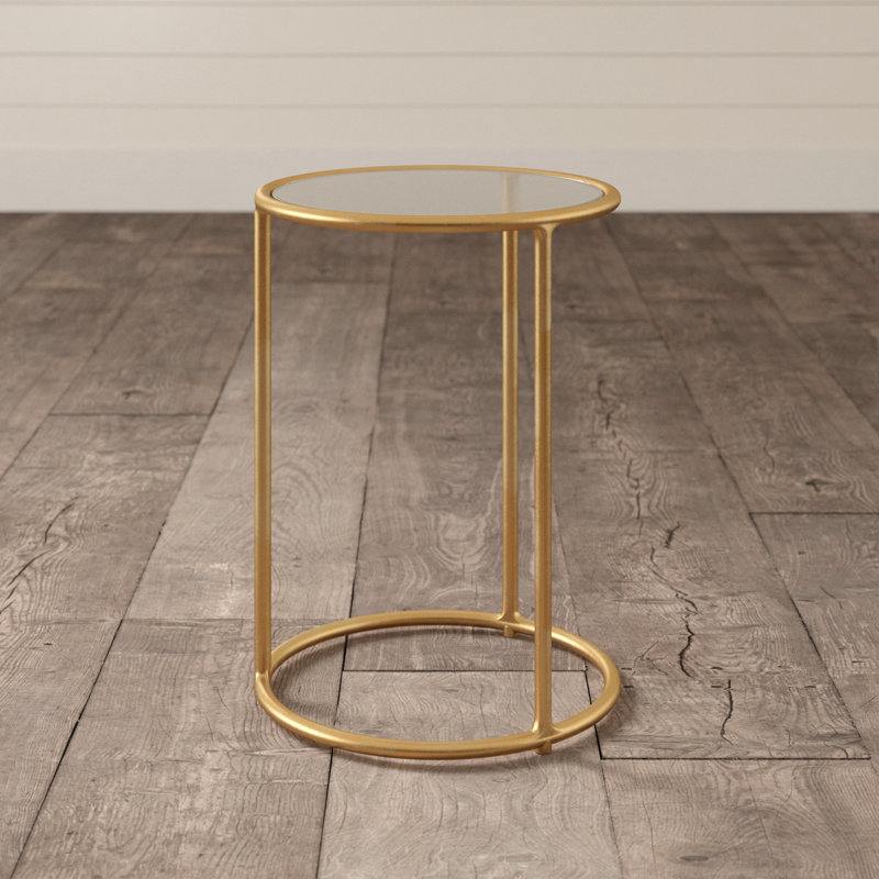 Myrtille Glass Top End Table, Mirror, Gold