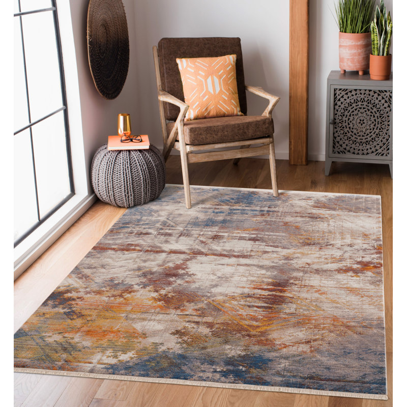Tapis rétro performance rétro avec franges, Rectangle de 5 pi x 8 pi