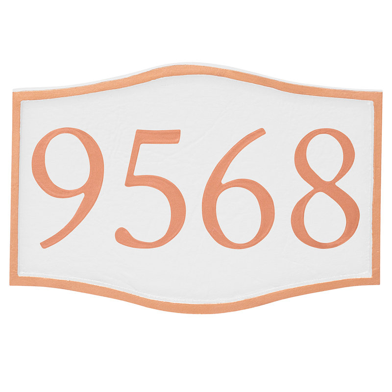 Plaque d’adresse murale sur 1 ligne serif, Cuivre, Blanc