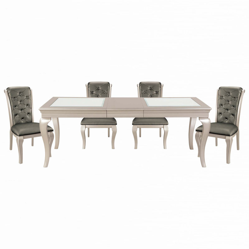 Ensemble de table de salle à manger 5 pièces avec rallonge, 5