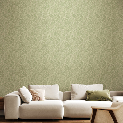 Thistle Damask - Soft Gold