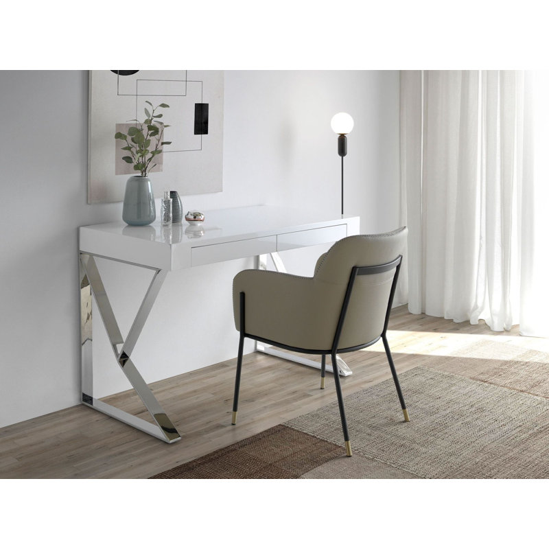 chrome-plated steel desk, White