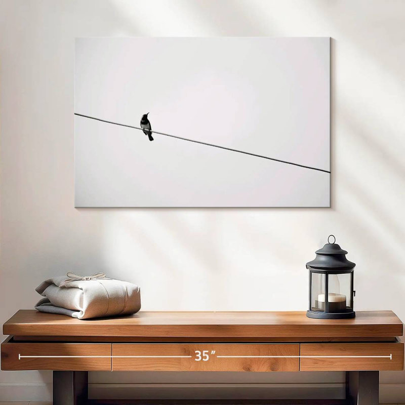 Brampt Simple Bird On Wire, 16" H x 24" W