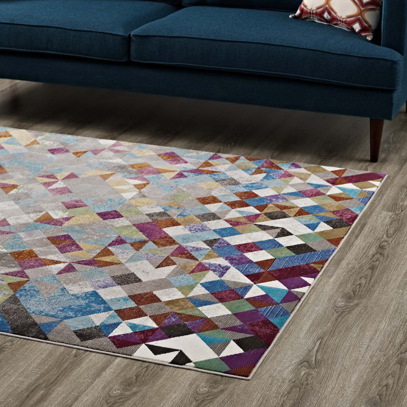 Modway Laleh ful Geometric Triangle Mosaic Area Rug, Rectangle 4' x 6'