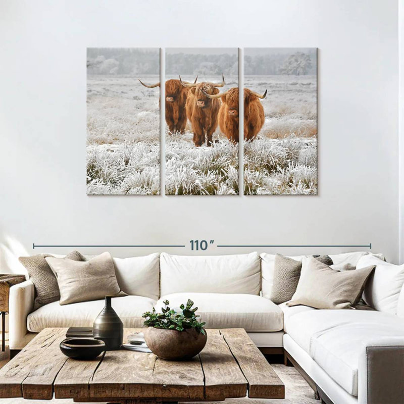 Brampt trio de vaches Highland, H 48 po x l 74 po