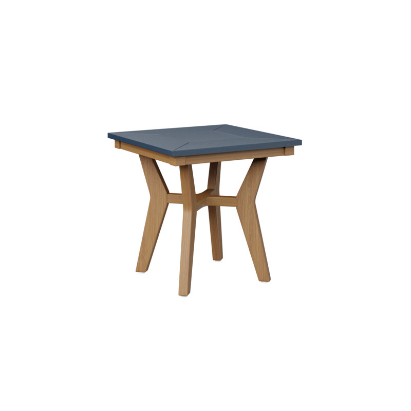 Mayhew Outdoor Square Side Table, Navy Blue, Natural Teak