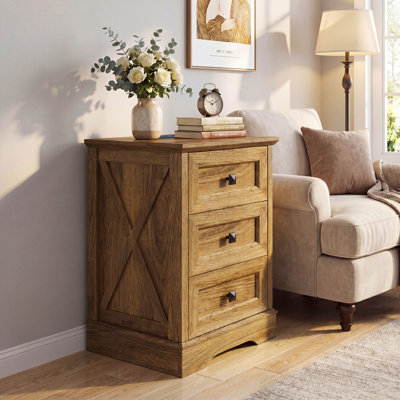 Commode de chambre à coucher à 3 tiroirs Farmhouse, commode haute en bois, rangement pour garde-robe de chambre à coucher